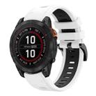 For Garmin Fenix 7 Pro 47mm Sports Two Color 22mm Silicone Watch Band(White+Back) - 1