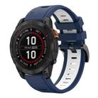 For Garmin Fenix 7 Pro 47mm Sports Two Color 22mm Silicone Watch Band(Midnight Blue+White) - 1