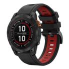 For Garmin Fenix 7 Pro 47mm Sports Two Color 22mm Silicone Watch Band(Black+Red) - 1