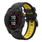 For Garmin Fenix 7 Pro 47mm Sports Two Color 22mm Silicone Watch Band(Black+Yellow) - 1