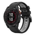 For Garmin Fenix 7 Pro 47mm Sports Two Color 22mm Silicone Watch Band(Black+Grey) - 1