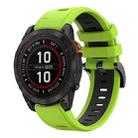 For Garmin Fenix 7 Pro 47mm Sports Two Color 22mm Silicone Watch Band(Lime+Black) - 1