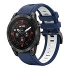 For Garmin Epix Pro 47mm Sports Two Color 22mm Silicone Watch Band(Midnight Blue+White) - 1