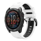 For Garmin Fenix 8 AMOLED 51mm Sports Two Color 26mm Silicone Watch Band(White+Back) - 1