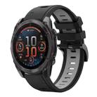 For Garmin Fenix 8 AMOLED 51mm Sports Two Color 26mm Silicone Watch Band(Black+Grey) - 1