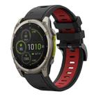 For Garmin Fenix 8 MIP 51mm Sports Two Color 26mm Silicone Watch Band(Black+Red) - 1