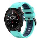 For Garmin Descent Mk3i  51mm Sports Two Color 26mm Silicone Watch Band(Mint Green+Midnight Blue) - 1