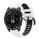 For Garmin Fenix 7X Pro 51mm Sports Two Color 26mm Silicone Watch Band(White+Back) - 1