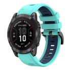 For Garmin Fenix 7X Pro 51mm Sports Two Color 26mm Silicone Watch Band(Mint Green+Midnight Blue) - 1