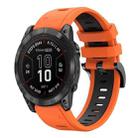 For Garmin Fenix 7X Pro 51mm Sports Two Color 26mm Silicone Watch Band(Orange+Black) - 1