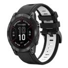 For Garmin Fenix 7X Pro 51mm Sports Two Color 26mm Silicone Watch Band(Black+White) - 1