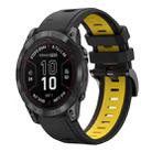 For Garmin Fenix 7X Pro 51mm Sports Two Color 26mm Silicone Watch Band(Black+Yellow) - 1