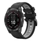 For Garmin Fenix 7X Pro 51mm Sports Two Color 26mm Silicone Watch Band(Black+Grey) - 1