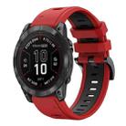 For Garmin Fenix 7X Pro 51mm Sports Two Color 26mm Silicone Watch Band(Red+Black) - 1