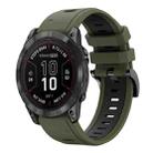 For Garmin Fenix 7X Pro 51mm Sports Two Color 26mm Silicone Watch Band(Army Green+Black) - 1