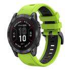 For Garmin Fenix 7X Pro 51mm Sports Two Color 26mm Silicone Watch Band(Lime+Black) - 1