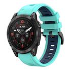 For Garmin Epix Pro 51mm Sports Two Color 26mm Silicone Watch Band(Mint Green+Midnight Blue) - 1