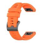 For Garmin Fenix 8 AMOLED 43mm Pure Color Steel Buckle 20mm Silicone Watch Band(Orange) - 2