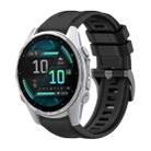 For Garmin Fenix 8 AMOLED 43mm Pure Color Steel Buckle 20mm Silicone Watch Band(Black) - 1