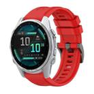 For Garmin Fenix 8 AMOLED 43mm Pure Color Steel Buckle 20mm Silicone Watch Band(Red) - 1