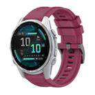 For Garmin Fenix 8 AMOLED 43mm Pure Color Steel Buckle 20mm Silicone Watch Band(Wine Red) - 1