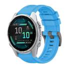 For Garmin Fenix 8 AMOLED 43mm Pure Color Steel Buckle 20mm Silicone Watch Band(Sky Blue) - 1