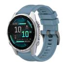 For Garmin Fenix 8 AMOLED 43mm Pure Color Steel Buckle 20mm Silicone Watch Band(Rock Cyan) - 1