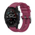 For Garmin Descent Mk3i 43mm Pure Color Steel Buckle 20mm Silicone Watch Band(Wine Red) - 1