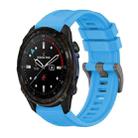 For Garmin Descent Mk3i 43mm Pure Color Steel Buckle 20mm Silicone Watch Band(Sky Blue) - 1