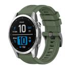 For Garmin Fenix 7S Pro 42mm Pure Color Steel Buckle 20mm Silicone Watch Band(Dark Green) - 1