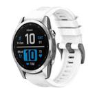 For Garmin Fenix 7S Pro 42mm Pure Color Steel Buckle 20mm Silicone Watch Band(White) - 1