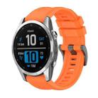 For Garmin Fenix 7S Pro 42mm Pure Color Steel Buckle 20mm Silicone Watch Band(Orange) - 1