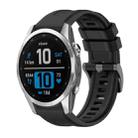 For Garmin Fenix 7S Pro 42mm Pure Color Steel Buckle 20mm Silicone Watch Band(Black) - 1