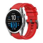 For Garmin Fenix 7S Pro 42mm Pure Color Steel Buckle 20mm Silicone Watch Band(Red) - 1