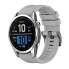 For Garmin Fenix 7S Pro 42mm Pure Color Steel Buckle 20mm Silicone Watch Band(Grey) - 1