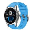 For Garmin Fenix 7S Pro 42mm Pure Color Steel Buckle 20mm Silicone Watch Band(Sky Blue) - 1