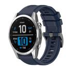 For Garmin Fenix 7S Pro 42mm Pure Color Steel Buckle 20mm Silicone Watch Band(Midnight Blue) - 1