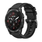 For Garmin Epix Pro 42mm Pure Color Steel Buckle 20mm Silicone Watch Band(Black) - 1