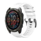 For Garmin Fenix 8 AMOLED 51mm Pure Color Steel Buckle 26mm Silicone Watch Band(White) - 1