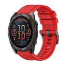 For Garmin Fenix 8 AMOLED 51mm Pure Color Steel Buckle 26mm Silicone Watch Band(Red) - 1