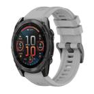 For Garmin Fenix 8 AMOLED 51mm Pure Color Steel Buckle 26mm Silicone Watch Band(Grey) - 1