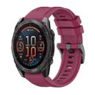 For Garmin Fenix 8 AMOLED 51mm Pure Color Steel Buckle 26mm Silicone Watch Band(Wine Red) - 1