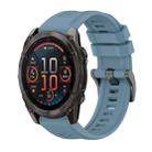 For Garmin Fenix 8 AMOLED 51mm Pure Color Steel Buckle 26mm Silicone Watch Band(Rock Cyan) - 1