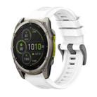 For Garmin Fenix 8 MIP 51mm Pure Color Steel Buckle 26mm Silicone Watch Band(White) - 1