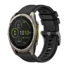 For Garmin Fenix 8 MIP 51mm Pure Color Steel Buckle 26mm Silicone Watch Band(Black) - 1