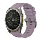 For Garmin Fenix 8 MIP 51mm Pure Color Steel Buckle 26mm Silicone Watch Band(Roland Purple) - 1