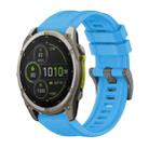 For Garmin Fenix 8 MIP 51mm Pure Color Steel Buckle 26mm Silicone Watch Band(Sky Blue) - 1