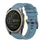 For Garmin Fenix 8 MIP 51mm Pure Color Steel Buckle 26mm Silicone Watch Band(Rock Cyan) - 1