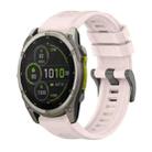 For Garmin Fenix 8 MIP 51mm Pure Color Steel Buckle 26mm Silicone Watch Band(Pink) - 1