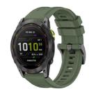 For Garmin Enduro 3 Pure Color Steel Buckle 26mm Silicone Watch Band(Dark Green) - 1